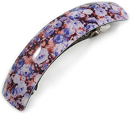 Avalaya romantic acrilic acrilic pătrat barretă/clip de păr în violet/maro - 90 mm lungime
