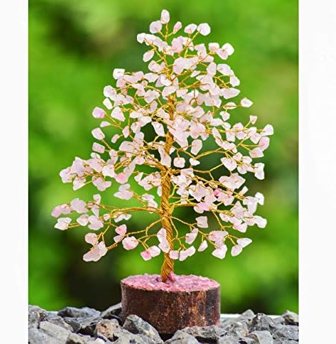 Crystal Tree of Life - Cristale de energie pozitivă - Arbore de cuarț de trandafir - Crystal Pink - Colier de lună - Colier de piatră Chakra - Colier de cuarț de trandafir - bijuterii spirituale pentru femei - Cadouri Chakra