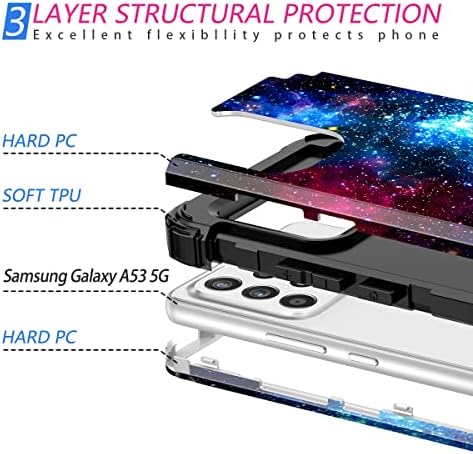 Miqala pentru carcasă Galaxy A53 5G, strălucitor în întuneric cu trei straturi de bara de plastic rezistentă la șoc rezistent