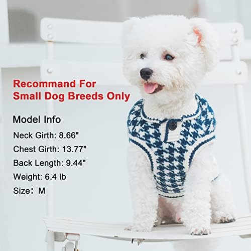 ISPEPT Pulover pentru câini tricotat - îngroșare cu hanorac mic doggy Doggy Winter Warines - Vestă pentru animale de companie tricotate pentru cățeluș pentru câini cățeluși, vreme rece, albastru