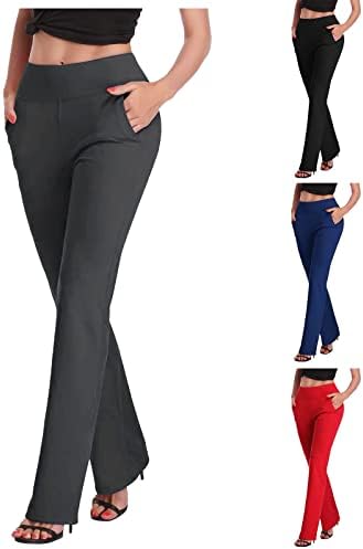 Pantaloni de Yoga pentru femei jambiere solide elastice cu talie înaltă pantaloni trendy Body-Fit picior lat cu buzunare Pantaloni Sport