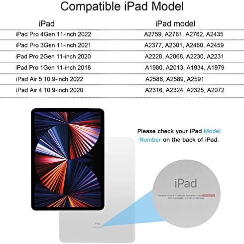 Carcasă de tastatură magnetică iFacemall pentru iPadpro 11inch [4 2022/3 2021/2th 2020/1th 2018 Gen], compatibilă cu iPad Air