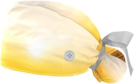 2 PC -uri Plant Fruit Lemon Cap Cap cu buton cu butoană de ponei de ponei, pălărie chirurgicală unisex reglabilă, multi -color