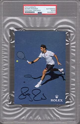 Roger Federer semnat manual 4x6 Color Photo de acțiune excelentă POSE PSA SLABBED - Fotografii de tenis autografate