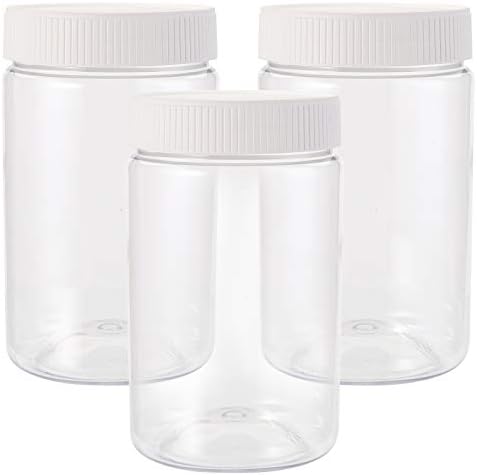 Tebery 16 pachet borcane de plastic limpezi Recipiente de 16 oz sticle de suc sticle de apă cu capace cu nervuri albe pentru