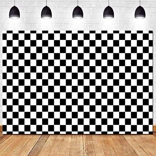 10x8ft negru și alb curse Checker textura Grid ziua de nastere șah bord tema fotografie fundaluri copii copii ziua de nastere petrecere Consumabile nou-născut copil duș fotografie fundal Booth recuzită