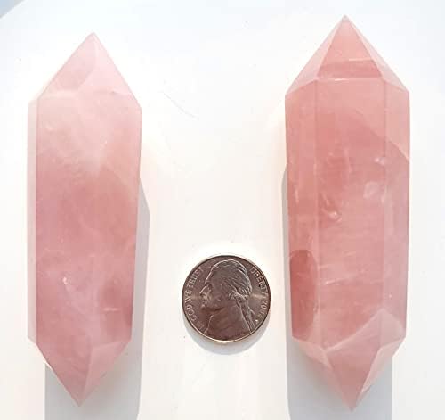 2 PC -uri Chakra Healing Crystal Baghete cu două puncte terminate dublu baghete setat cu 6 fațete Stone for Meditation Reiki Stones pentru decor pentru birou pentru casă