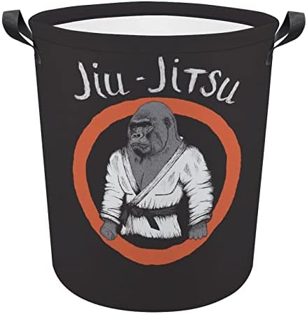 Gorilla este luptător Jiu-Jitsu coș de rufe pliabil coș de rufe cu mânere coș de spălat sac de haine murdare pentru cămin,