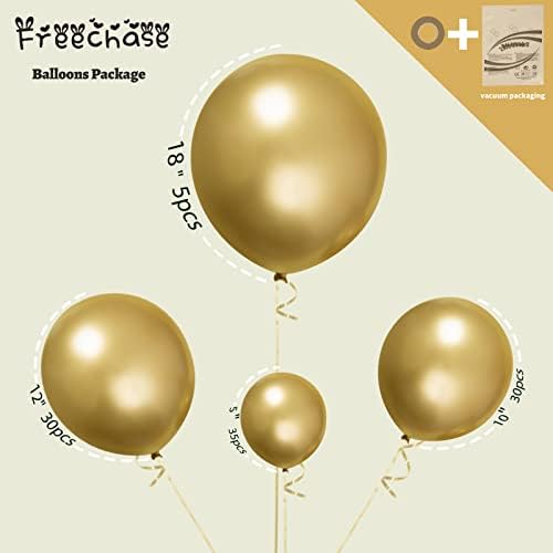 Freechase baloane de aur 100buc pachet de dimensiuni diferite 18/12/10/5 Inch metal aur Garland Kit pentru ziua de nastere