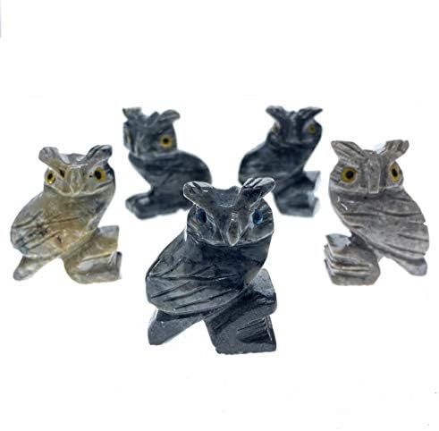 The Magic Is In You Grey Dolomit Owl - 1,5 inch - Totem animal cu spirit sculptat manual