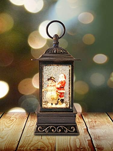 Christmas Light-Up Snow Globe Lantern, 10,5 , Moș Crăciun, om de zăpadă, cerb