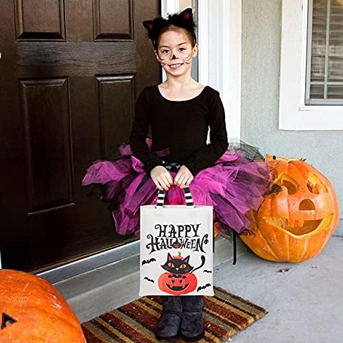2 bucăți de Halloween Halloween Tote Canvas Bag Trick sau tratează Pumpkin Ghost Design Panvas Baguri Prezentați Goodie Reutilizable