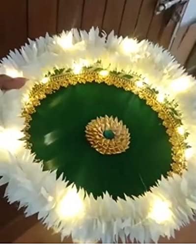 Designer din oțel inoxidabil LED LED și flori decorate Karwa Chauth Thali Plate Lota Chalni/Channi Set de 3 de către Indian