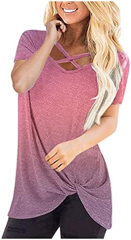 Tricou bluză de bumbac pentru femei toamna vara cu mânecă scurtă v gât v gât grafic bandaj liber potrivită bluză relaxată