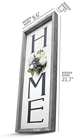 Semn vertical de acasă cu floare de pâslă - Besuerte Farmhouse Wood Sign încadrat pentru decorul pentru casă, arta de perete