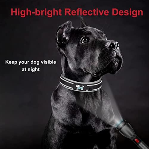Guler de câine captusit de nylon acegeniu cu gulere reflectorizante cu un animal de companie reglabil larg, cu o curea metalică