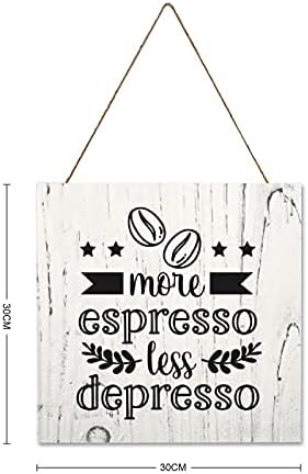 Aroggeld mai mult espresso mai puțin depresso din lemn semn de cafea citate iubitori de cafea semn cadou fermă de perete decor