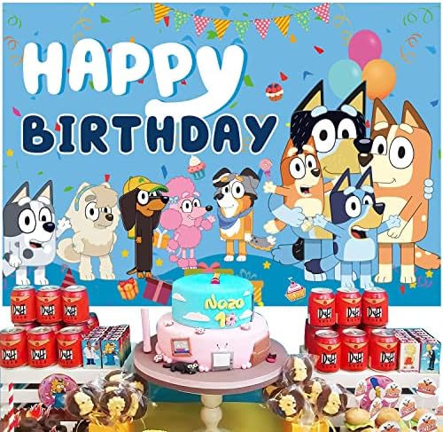 Fundal La mulți ani pentru decorațiuni pentru petrecerea câinilor, fundal Foto La mulți ani pentru rechizite pentru petrecerea de Ziua câinelui Albastru, Fete Băieți Copii bannere La Mulți Ani