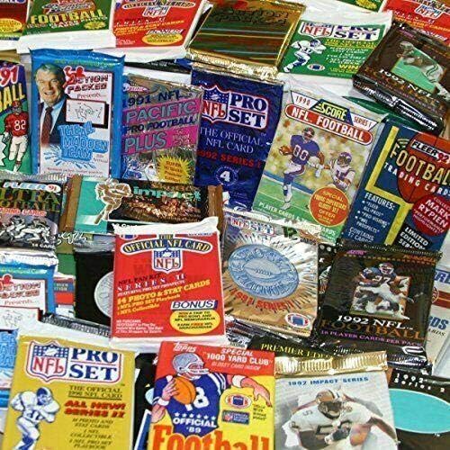 300 de cărți de fotbal din NFL de epocă în pachete de ceară sigilate vechi - Colecționari noi - cărți de baseball