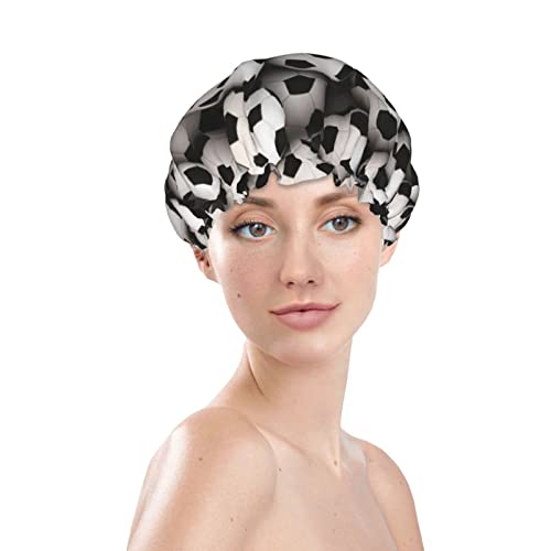 Caps de duș imprimat pe mare fotbal Satin Satin Bonnet Capac de păr impermeabil Bătă elastică Banda Elastică Stretch Hap Cap Cap Reutilizabil