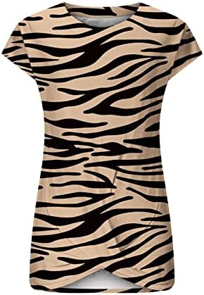 Tricou cu mânecă scurtă pentru femei 2023 Crewneck Cotton Star Leopard Print Floral Graphic Fit Lounge Top Eb