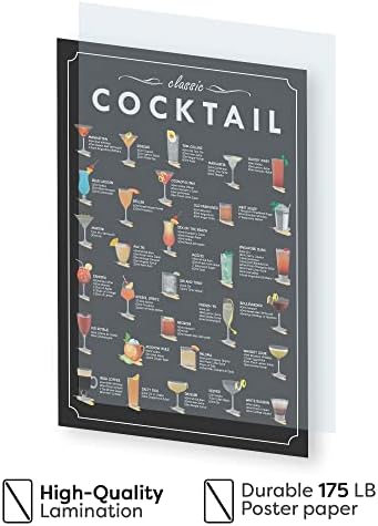 16x24 - Cocktailuri clasice afișate neframed, cocktail mixology rețetă artă de perete, meniu ghid imprimeu de cocktail, bar