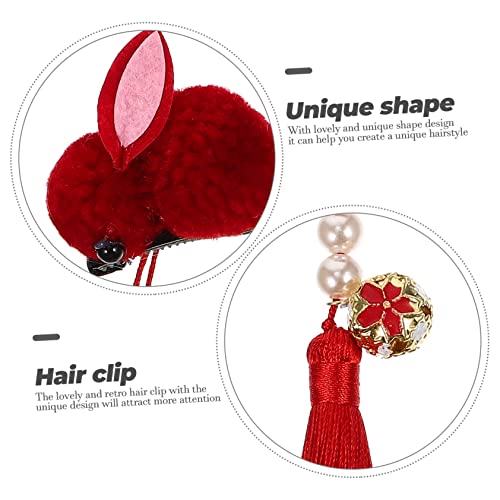 Abaodam 2pcs Accesorii pentru păr Barrette roșu Pompoms Clipuri de păr pentru copii Barrettes Barrettes Pânză roșie fetiță