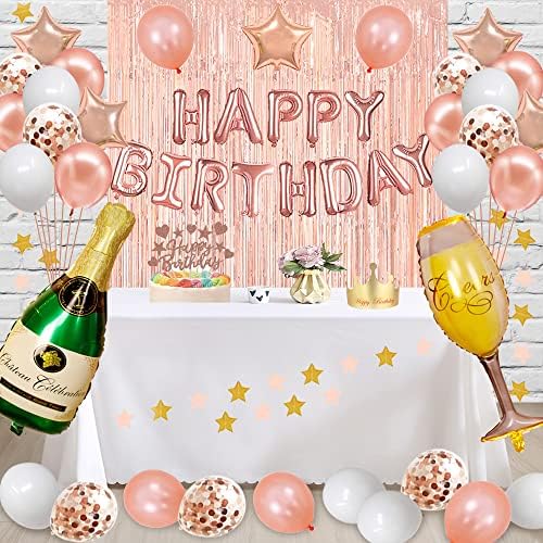 Fancypartyshop 67th Birthday Decorations - Rose Gold Happy Birthday Bands