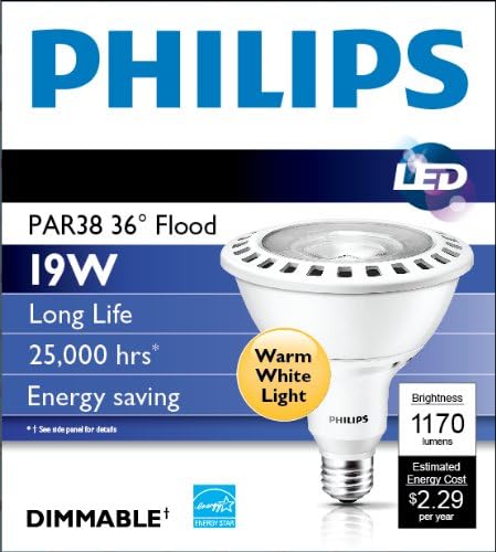 Philips LED Dimmable PAR38 bec Spot de 35 de grade: 1200 lumeni, 2700 Kelvin, 12 wați , bază E26, alb moale, 1 pachet