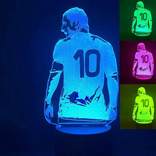 Jinnwell 3D fotbal fotbal fotbal noapte lumină iluzie LED 7 Schimbare de culoare tactilă comutator tabel de birou lămpi de decorare acrilic base base USB cablu de cablu