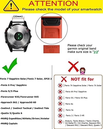 Olytop Fenix 7 / Fenix 6 Pro / Fenix 5 / EPIX Gen 2 benzi de ceas, cârlig și buclă de 22 mm curea de înlocuire a brățării Sport din nailon cu uscare rapidă pentru Garmin Fenix 6 / Instinct / Sapphire Solar, Fenix 5 Plus Smartwatch