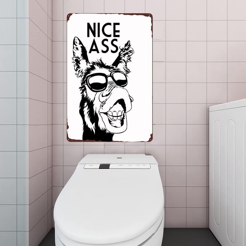 Semn de staniu de metal frumos, decor amuzant de baie de măgar, toaletă toaletă poster de artă vintage pentru casă pentru casă