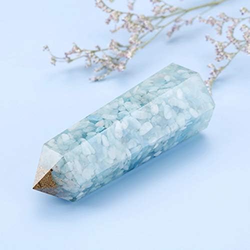 Jovivi Healing Crystal Wands Aquamarine Stones Stones 6 fațete Reiki Chakra Stones Meditație Terapie Home Decor 3,5 -3.7