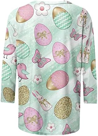 Easter tee shirt pentru Femei Femei Casual 3/4 maneca Paste imprimate echipajul gât T Shirt top iepure imprimare Shirt