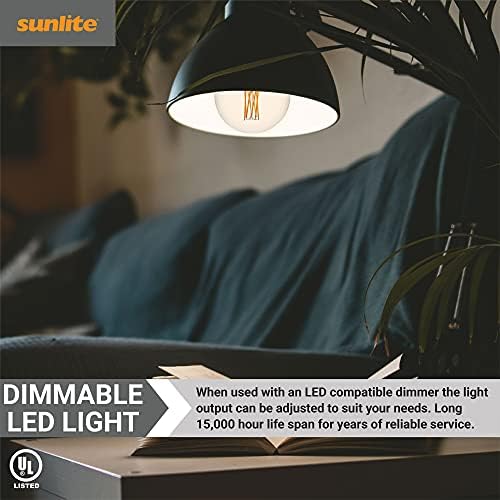 Sunlite 41073 LED G40 Edison Globe bec 8 wați, bază Standard E26, 880 lumeni, Dimmable, sticlă transparentă decorativă, Filament