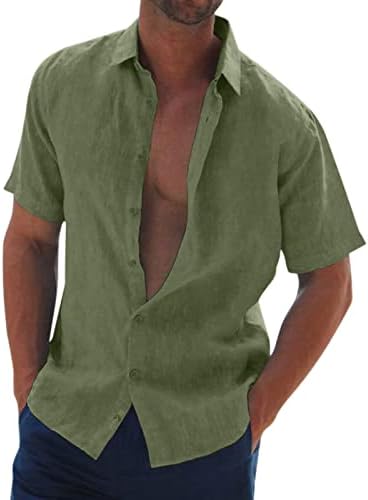 Cămașă de top casual de vară pentru bărbați Solid cu mânecă scurtă cămașă cu guler cu guler pentru bărbați pentru bărbați