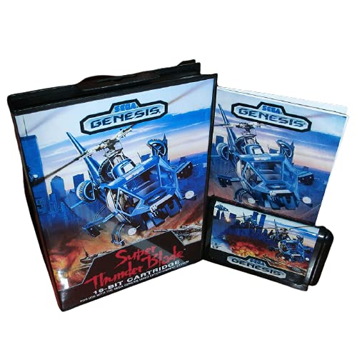 Aditi Super Thunder Blade Us Cover cu cutie și manual pentru Sega Megadrive Genesis Video Game Console 16 bit MD Card