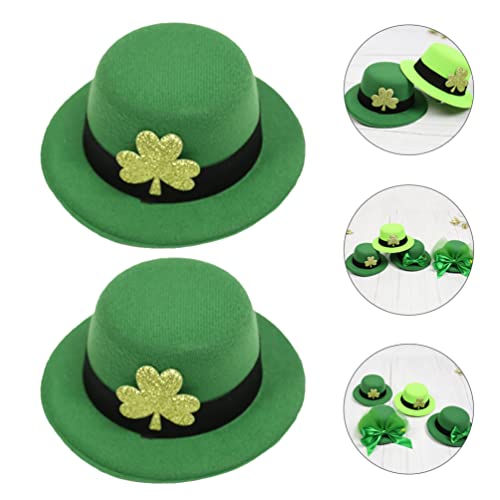 Adoofan 2pcs St Patricks Day Mini Top Hat Clip Clip Leprechaun Pai de păr Hair Barrettes St Patricks Day Accesorii