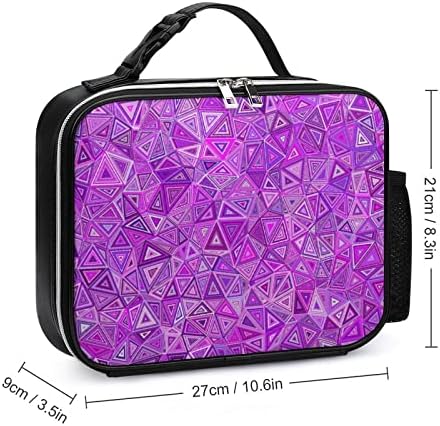 Geantă de prânz geometrică abstractă Violet cutie de prânz izolată Geantă de prânz reutilizabilă pentru călătorii de birou