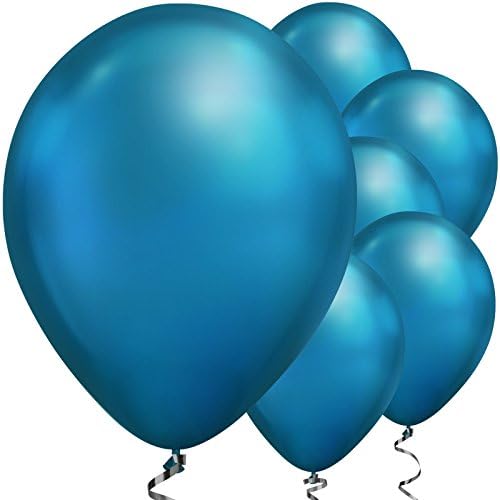 Calatex Chrome Blue Metallic 11 inch Latex Balloons 100 Count