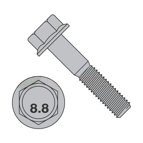 M8-1.25 x 12 mm șuruburi de flanșă hexagonală / nere-sert / grad 8.8 / simplu / DIN6921