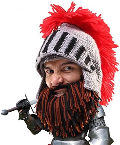 Cavalerul Barbar Barbar - Casca tricotată manual originală și barba detașabilă