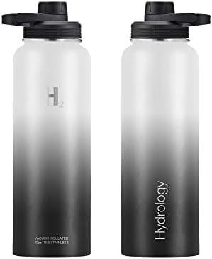 H2 H2 Hydrologie Sport Sticla de apă 3 Capace | Gura largă din oțel inoxidabil izolat cu vid dublu în vid | Sports și reci