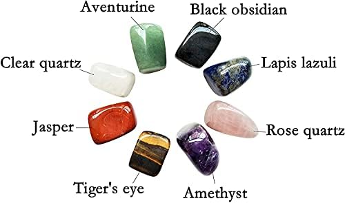 Chakra pietre vindecare cristale Set de 8, prăbușit și lustruit, pentru 7 chakre de echilibrare, terapie de cristal, meditație,