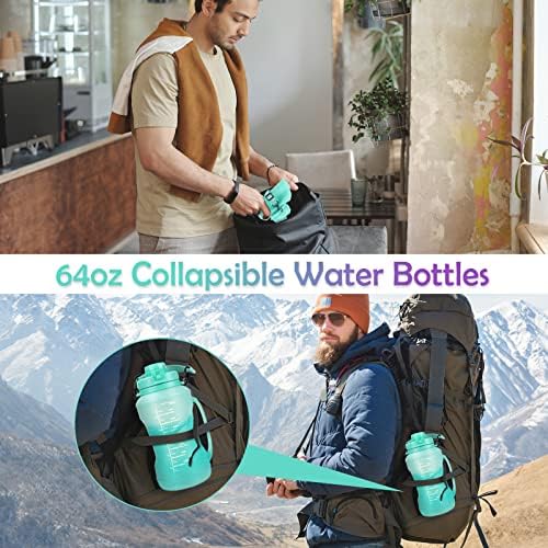 Sticle de apă pliabile topretty pliabile 64 oz/2L BPA sticlă de apă de călătorie gratuită Rulați sticle de apă pliabile cu