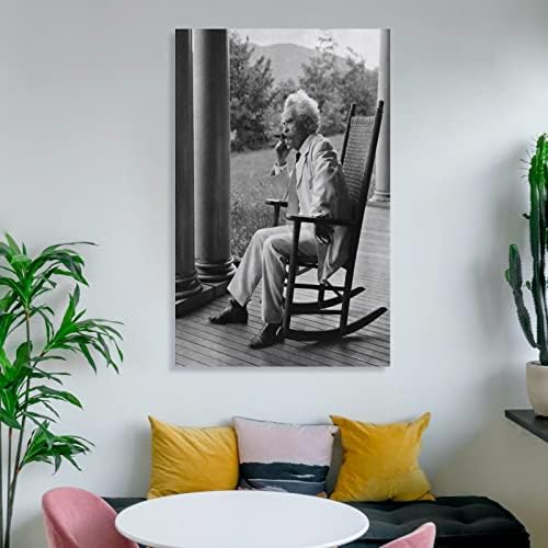 Mark Twain fumând un trabuc pe veranda portret alb-negru portret vintage poster decor perete de artă picturi de artă de perete