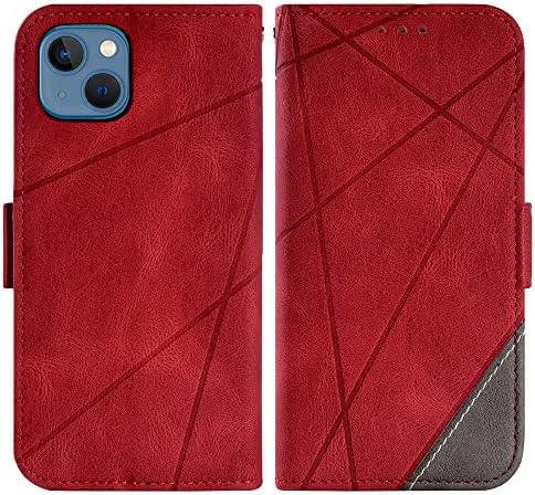 Asuwish compatibil cu iPhone 13 6.1 inch portofel caz și sticlă securizată Ecran Protector piele Flip Card titularul Stand Cell Accesorii telefon capac pentru iPhone13 5g I I-Phone I13 iPhone13case Red