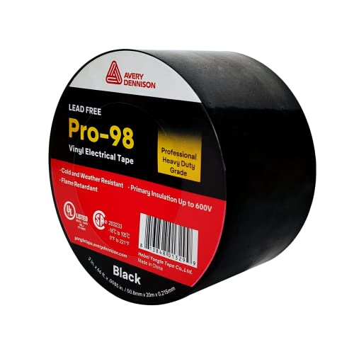 Avery Dennison Professional Grad-Duty Grad Vinyl Electrical Tape, Pro-98, 2 în x 66 ft, negru, 1 roll