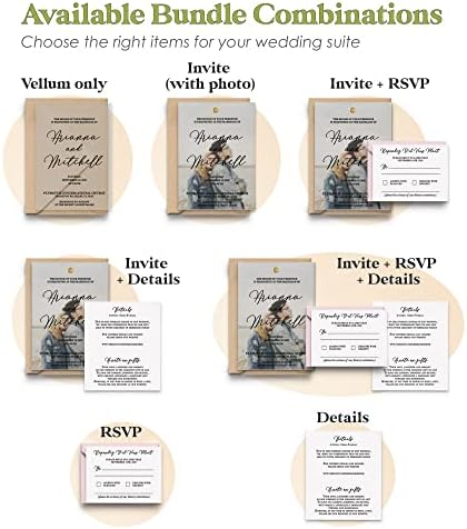 Suite de invitație de nuntă xoxokristen de nuntă, folie de aur RSVP, invitație de carte de detaliu cu fotografie, set de invitație