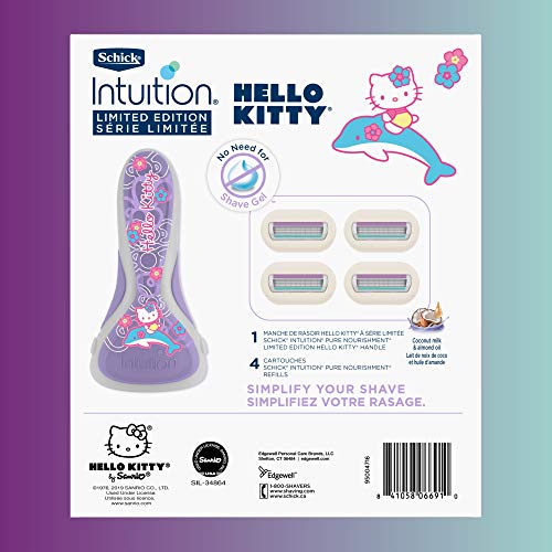 Schick Intuition ediție limitată Hello Kitty aparat de ras pentru piele sensibilă pentru femei cu 1 aparat de ras și 4 reumpleri
